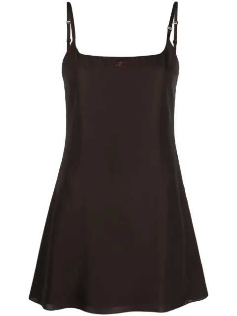 Courrèges logo-embroidered slip minidress Brown 323CRO236VI0042