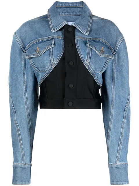 Mugler cropped denim jacket Blue 23W6VE0338246