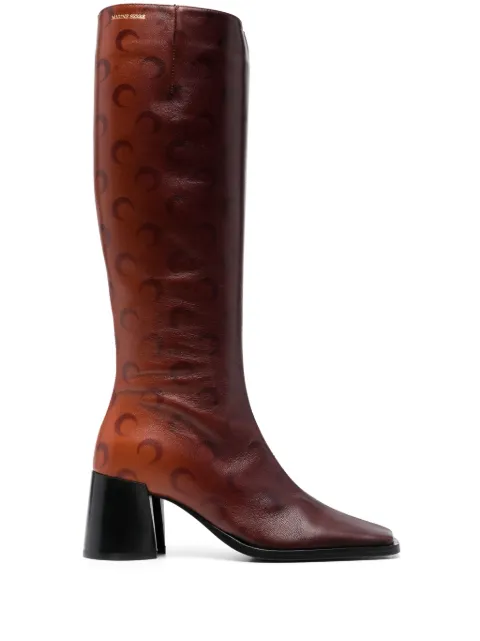 Marine Serre 70mm airbushed-leather knee boots Brown WFW004CLEA0018