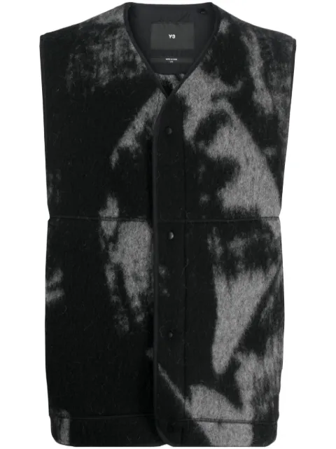 Y-3 graphic-print wool-blend gilet Black IL2042