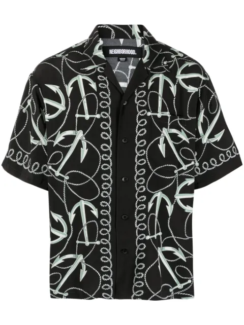 Neighborhood Anchor-print camp shirt Black 231TSNHSHM07