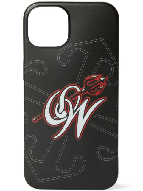 Off-White x AC Milan logo-print iPhone case Black OMPA074G23PLA0011025