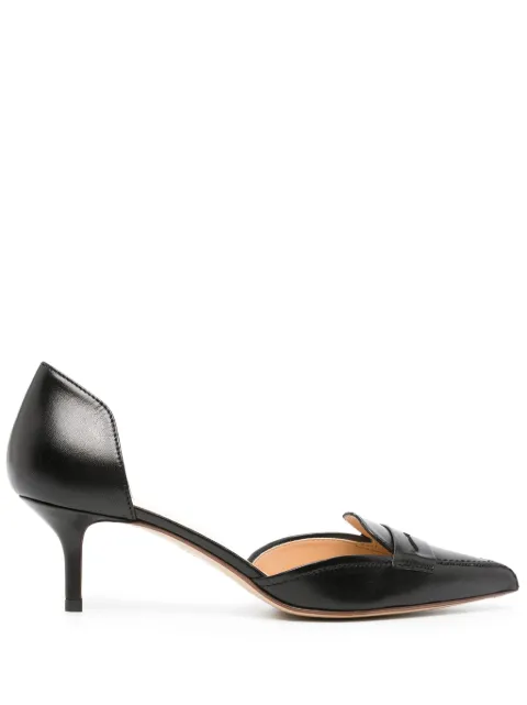Francesco Russo D’orsay 55mm penny leather pumps Black R1P842N200