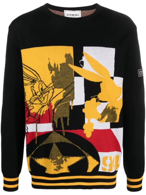 Iceberg cartoon-print crew-neck jumper Black 23II1P0A01270199000