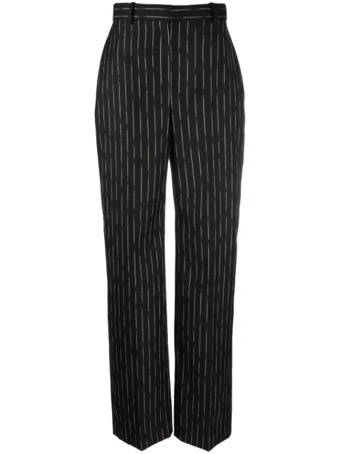 Alexander McQueen high-waisted striped wool trousers Black 768546QJADN