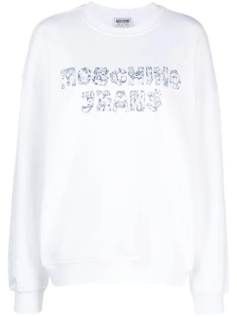 MOSCHINO JEANS logo-print cotton sweatshirt White 17038256