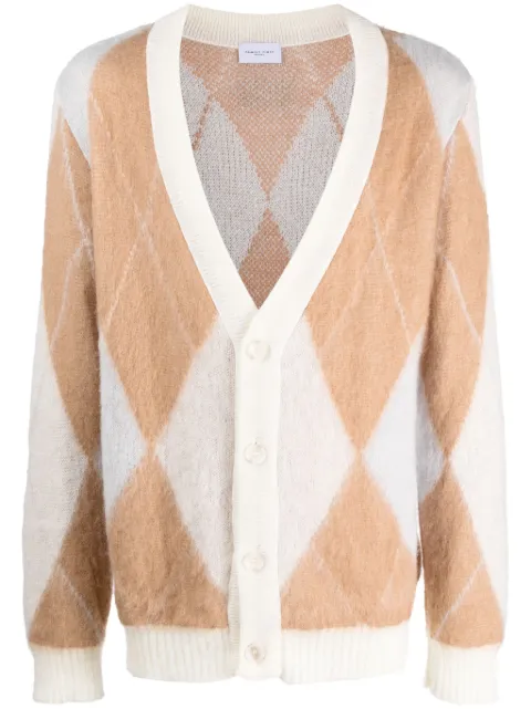 Family First argyle-pattern crew-neck cardigan Neutrals SWF2331