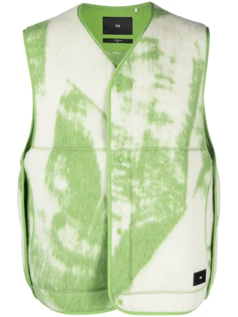 Y-3 graphic-print felted vest White IP7673