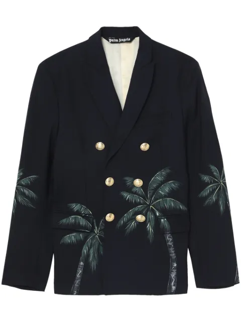 Palm Angels Palms Classic double-breasted blazer Blue PMEN023S23FAB0024655