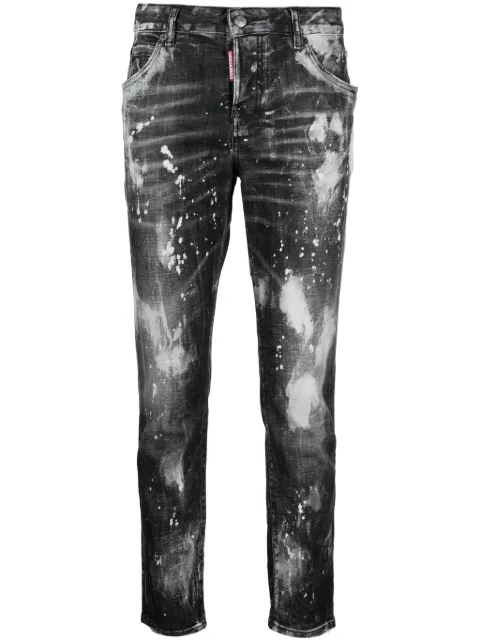 DSQUARED2 paint splatter-effect cropped jeans Black S72LB0649S30357