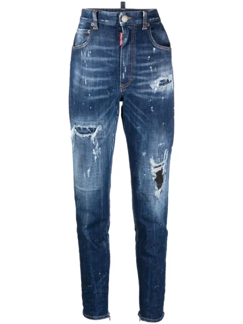 DSQUARED2 ripped-detail tapered jeans Blue S72LB0684S30872