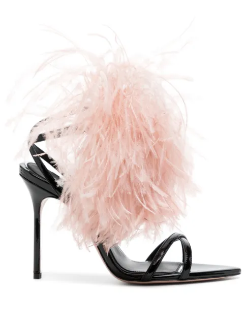 Gedebe Lily feather sandals Black LLYPTNTFW24