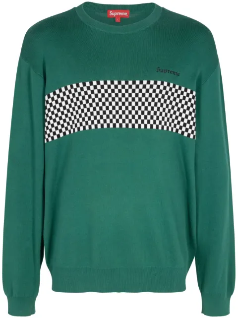 Supreme checkered panel crew-neck sweatshirt Green SU4597