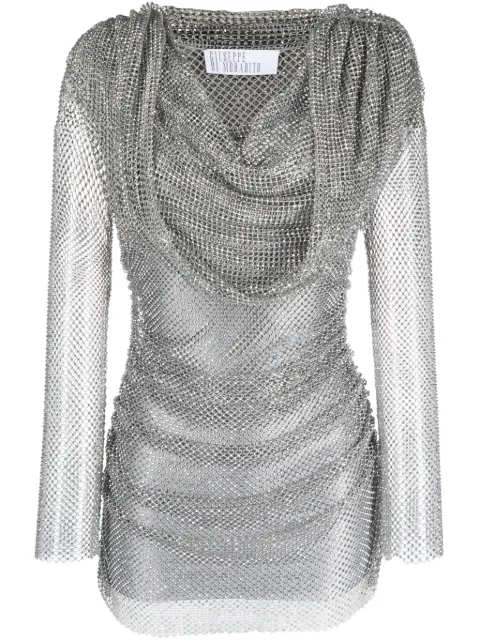 Giuseppe Di Morabito crystal-embellished mesh minidress Silver PF23313DR231