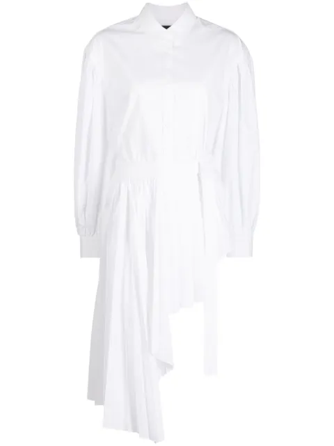 Juun.J asymmetric pleated mini shirtdress White JW3964W001