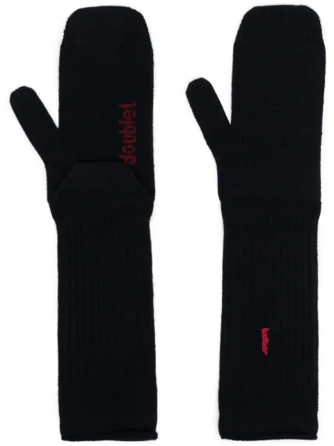 Doublet logo-embroidered ribbed-knit gloves Blue 23AW61SC28
