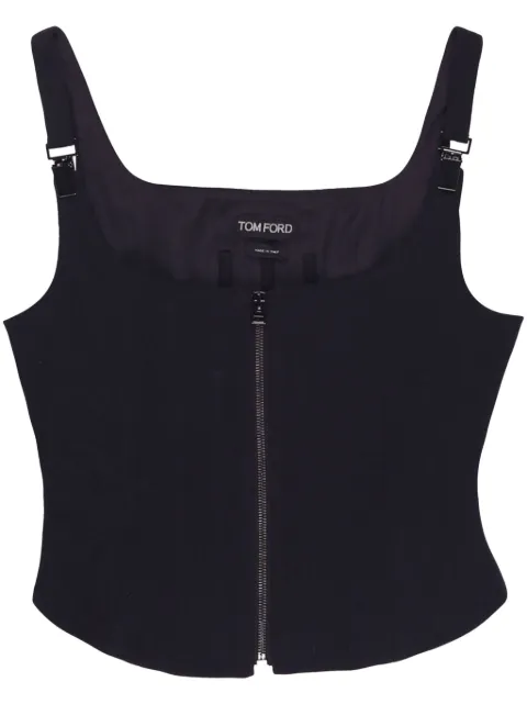 TOM FORD zip-up corset tank top Black TS2043FAX575LB999