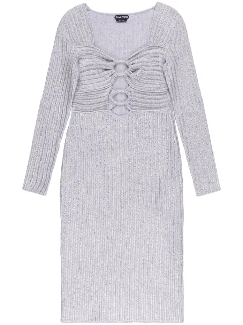TOM FORD cut-out detailing ribbed-knit dress Grey ACK380YAX574IG001