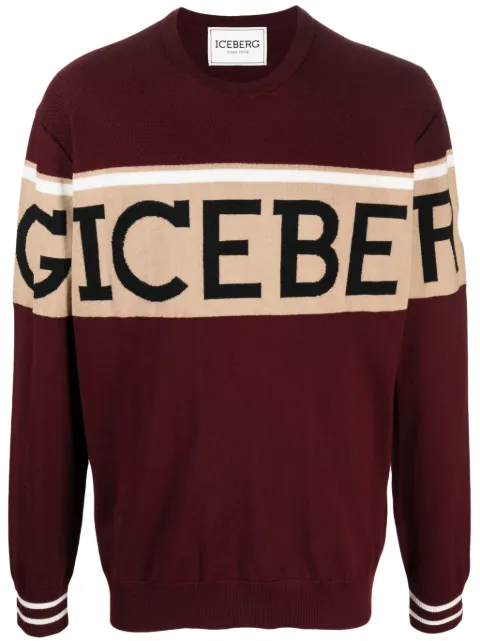 Iceberg logo intarsia-knit jumper Red A0137010