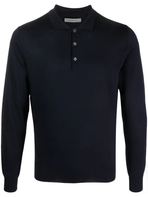 Corneliani 120's virgin wool polo shirt Blue 92M5293825126