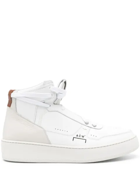 A-COLD-WALL* logo-print leather hi-top sneakers White ACWUF092