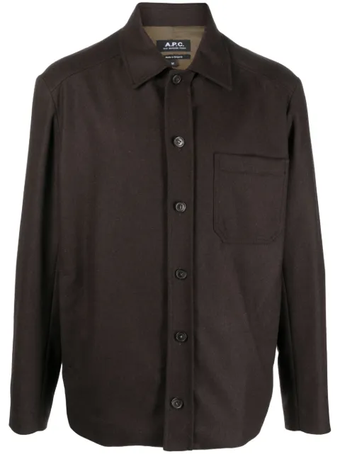 A.P.C. button-up wool-blend jacket Brown WOAPNH02871