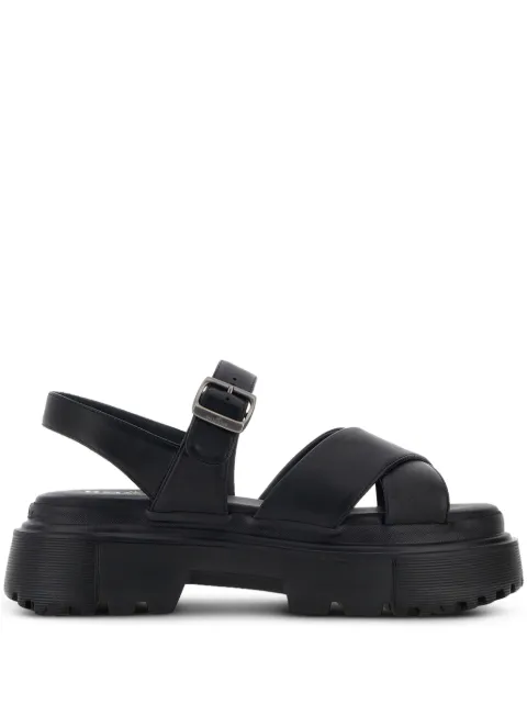 Hogan crossover-straps flat sandals Black HXW6440FJ20LE9
