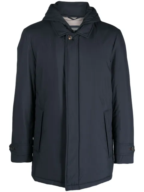 Corneliani spread-collar padded hooded jacket Blue 9225B83820145
