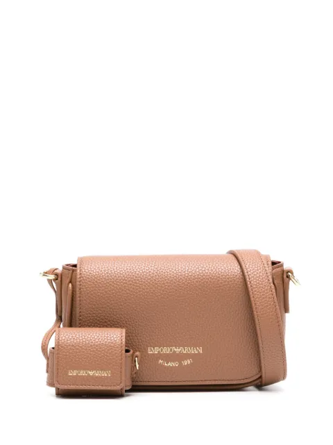 Emporio Armani logo-lettering pebbled crossbody bag Brown Y3H328YFO5B