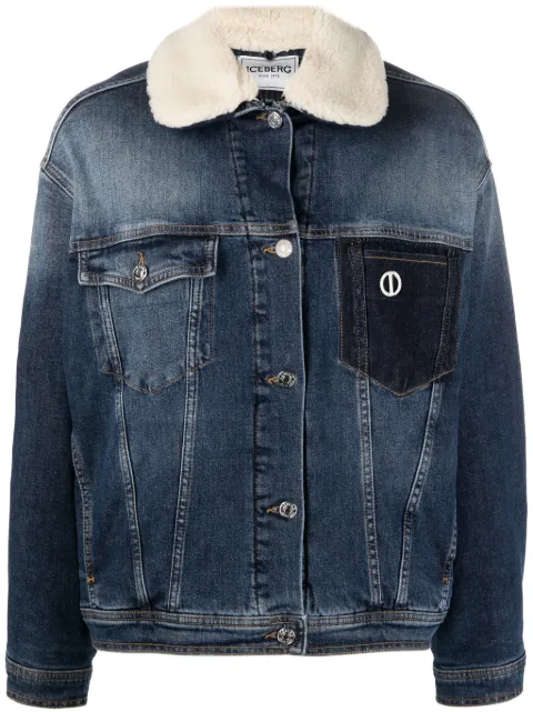 Iceberg faux-shearling collar denim jacket O0606003