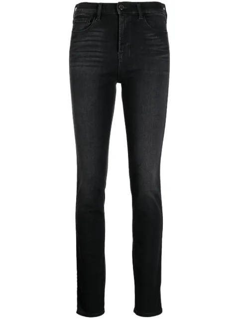 Emporio Armani logo-embroidered skinny jeans Black 6R2J202DAXZ