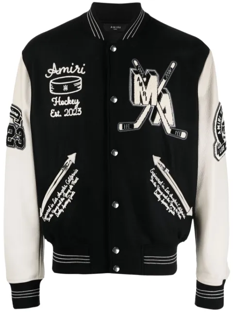 AMIRI logo-appliqué varsity jacket Black AW23MOS117