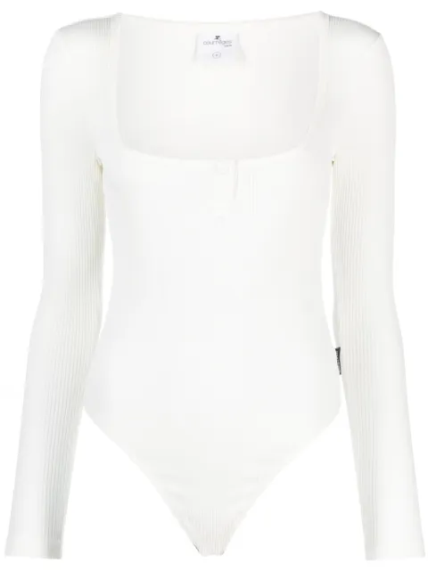 Courrèges logo-patch ribbed cotton bodysuit White 323JBD048JS0005HERITAGEWHITE