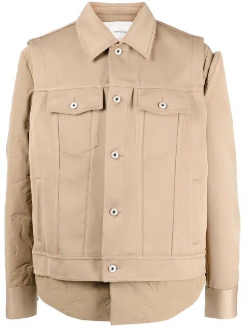 Feng Chen Wang logo-patch long-sleeve jacket Brown FUF16JK36
