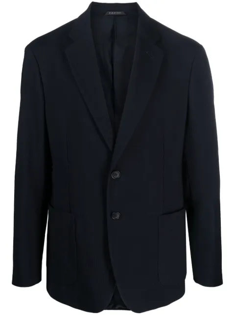 Giorgio Armani micro-canneté effect notched-lapel blazer Blue 1SGGG0LLT04DW