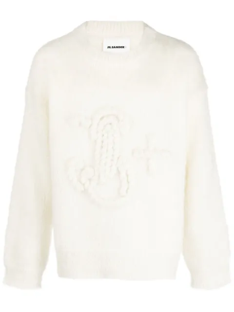 Jil Sander monogram-embroidered mohair-blend jumper Neutrals J47GP0139J14654