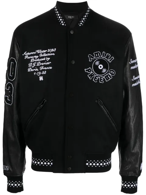 AMIRI logo-appliqué varsity jacket Black AW23MOS081