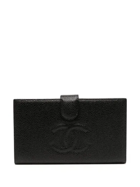 CHANEL Pre-Owned 2003 CC stitch long bifold wallet Black 8666108
