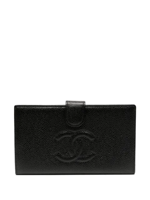 CHANEL Pre-Owned 2002 CC stitch long bifold wallet Black 7659156