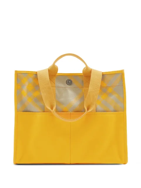 Burberry plaid-check cotton tote bag Yellow 8075136
