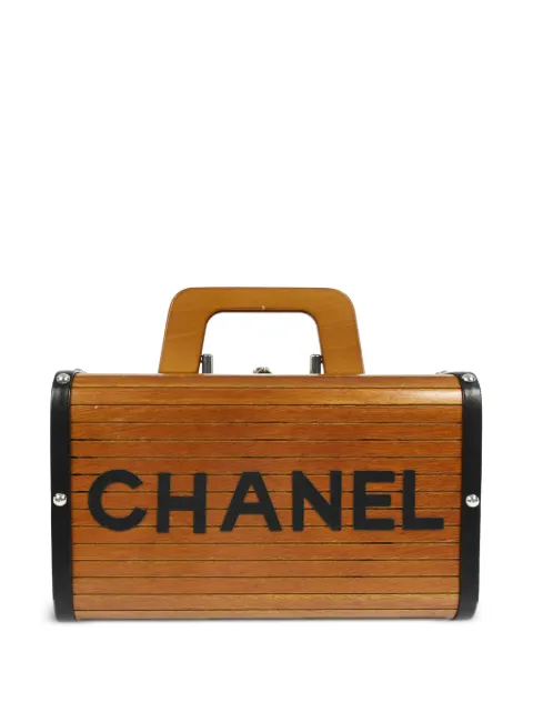 CHANEL Pre-Owned 1995 CC wooden vanity handbag Brown 3987295