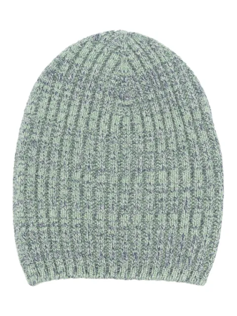 Barrie mélange-effect ribbed-knit cashmere beanie Green C30868