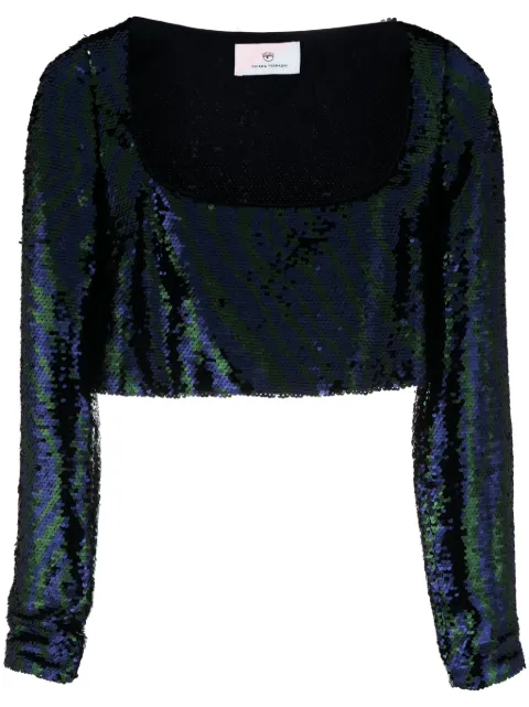 Chiara Ferragni sequin-embellished cropped top Blue 75CBM276JR003