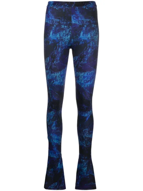 Off-White all-over logo-print flared trousers Blue OWVV006F23JER0024700