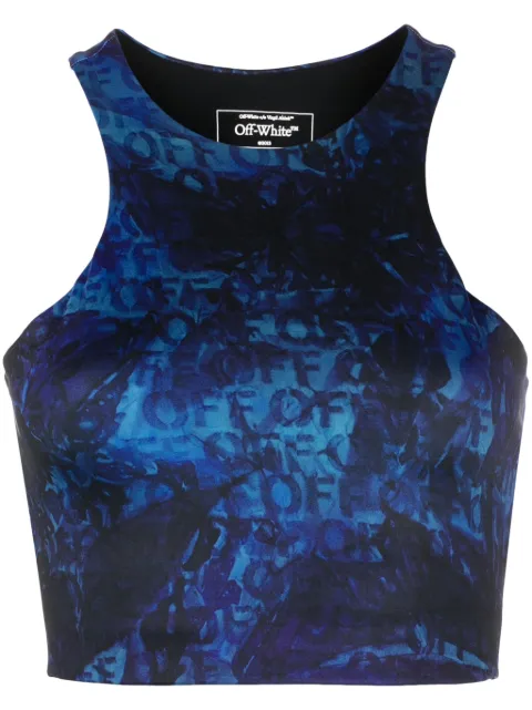 Off-White all-over logo-print crop top Blue OWVO083F23JER0024700