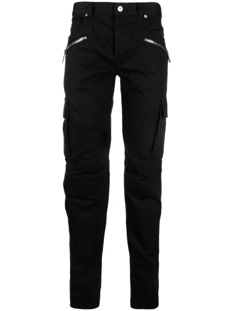 Balmain zip-detail skinny-leg trousers Black BH1MH016CD96