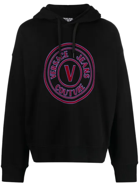 Versace Jeans Couture logo-print cotton hoodie Black 75GAII04CF00I