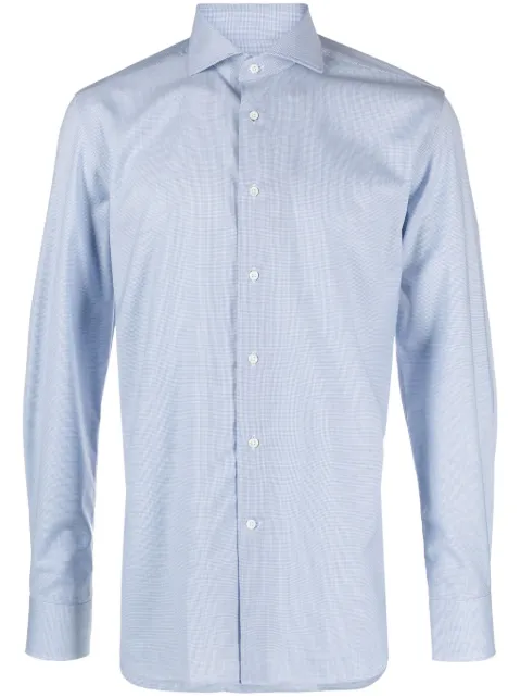 Corneliani plaid long-sleeve wool shirt White 92P1023811701