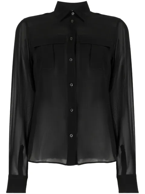ASPESI semi-sheer construction silk blouse Black 5452V587