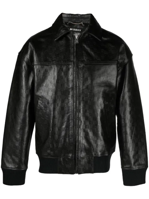 MISBHV monogram-jacquard leather jacket Black 231M409